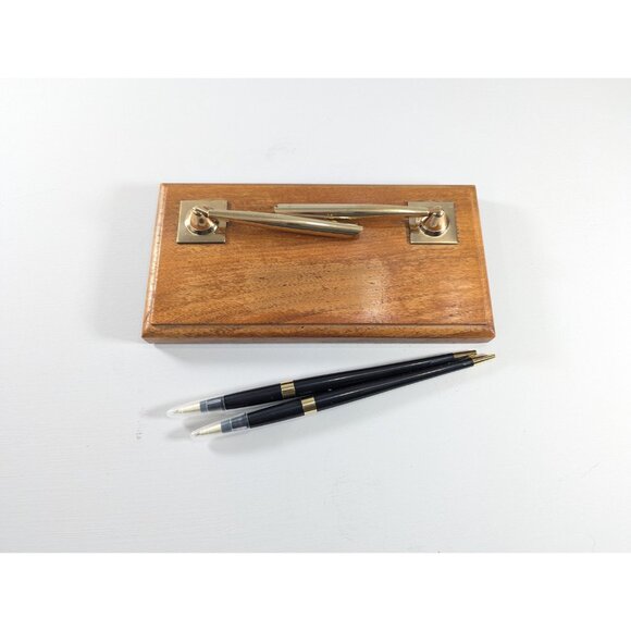 Vintage SHEAFFER wooden double ballpoint pen stand with 2 replacement - Picture 2 of 10